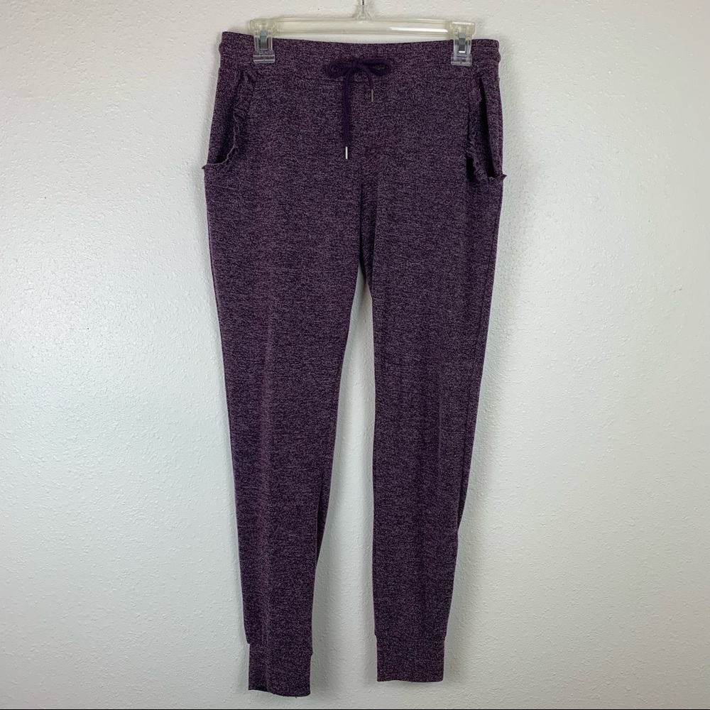 Altar’d State Small Purple Knit Joggers Sweatpants Ruffled Pockets Drawstring